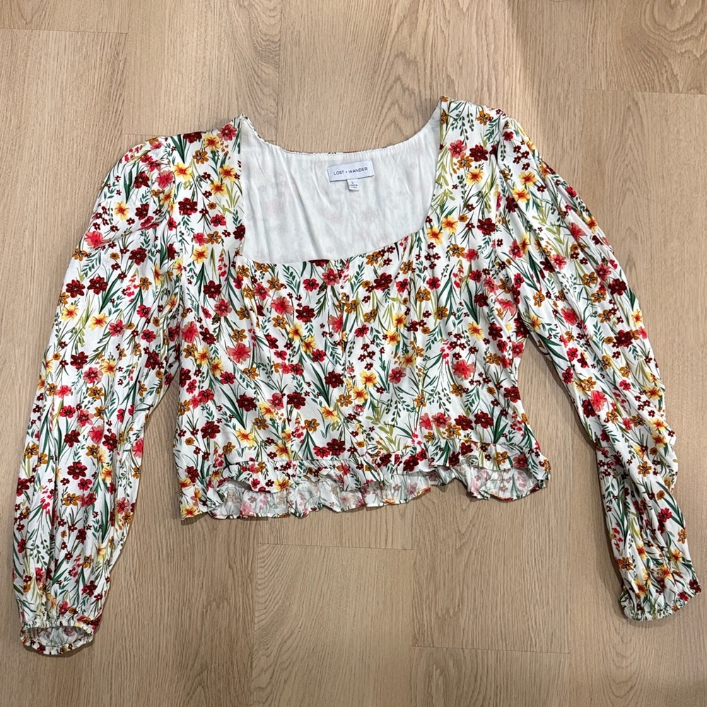 Lost + Wander Floral Blouse with Long Sleeves